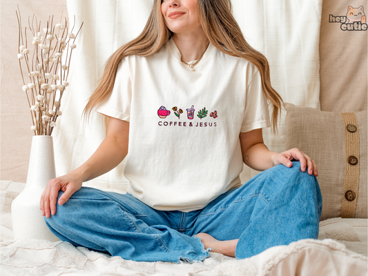 Coffee and Jesus Embroidered